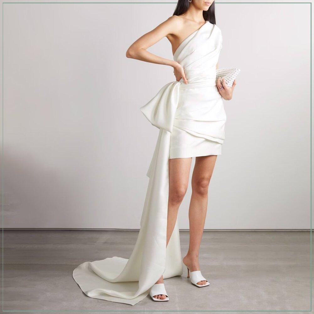 $4990 Reem Acra Convertible Sash Draped Cady Mini Runway Dress